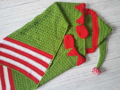 2in1 Hooded Christmas Elf Blanket