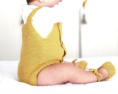 1-3 months - BUTTON-UP Knit Romper Pattern