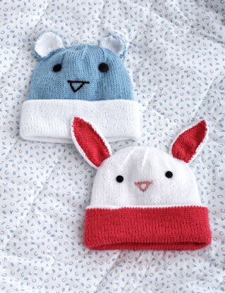 Knit Hats with Ears in Bernat Softee Baby Solids