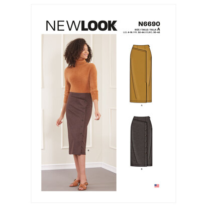 New Look N6690 Misses' Skirts N6690 - Paper Pattern, Size A (4-6-8-10-12-14-16)