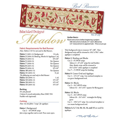 Moda Fabrics Meadow Bed Runner - Downloadable PDF