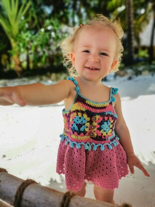 Granny Square Cherry Berry Peplum Top