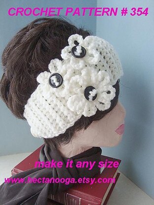 354, CROCHET HEADBAND, button up