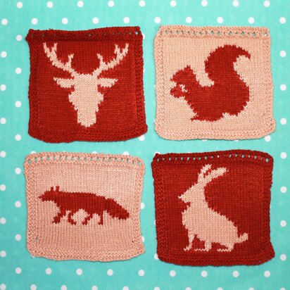 Woodland Animal Intarsia Squares