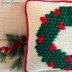 Christmas Wreath Bobble Stitch Pillow
