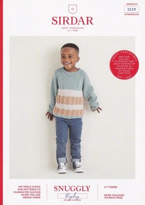 Kids Stitch and Stripes Sweater in Sirdar Snuggly Replay DK - 2529 - Leaflet