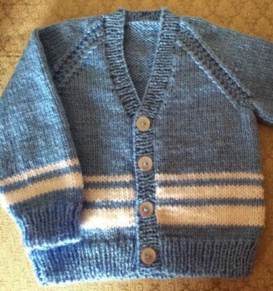 Vee Neck Cardigan in 2 sizes for a boy or girl
