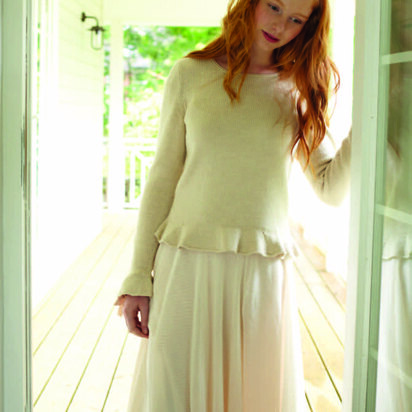 "Frill Edged Top" - Top Knitting Pattern For Women in Debbie Bliss Baby Cashmerino - CF11