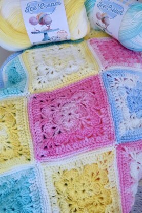 Pastel Shells Granny Square Baby Blanket