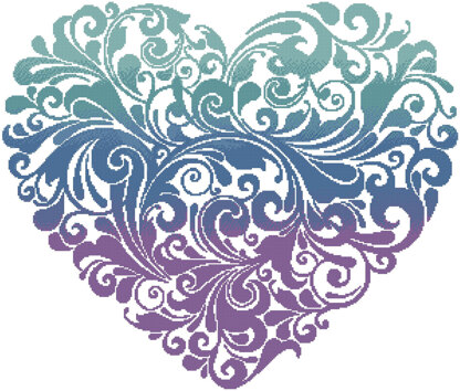 Purple Blue Green Heart - #11648