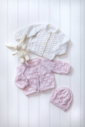 Jacket, Angel Top, Cardigan and a Hat in King Cole Baby Glitz DK - P6104 - Leaflet