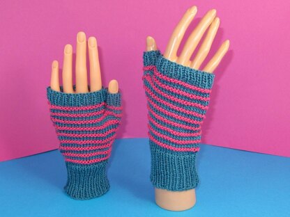 Stripe Pattern Fingerless Gloves