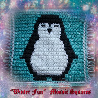 Winter Fun Mosaic Square - Perky Penguin