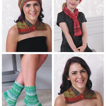 Neck Wrap, Hat, Scarf & Socks in King Cole Party Glitz 4Ply - 4640 - Downloadable PDF