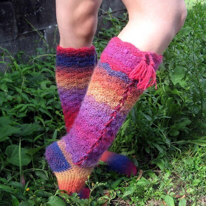 Rainbows and Laces, crochet socks