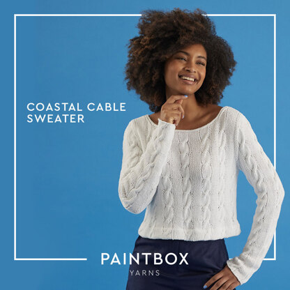 Coastal Cable Sweater - Free Knitting Pattern for Women in Paintbox Yarns Cotton Mix DK by Paintbox Yarns