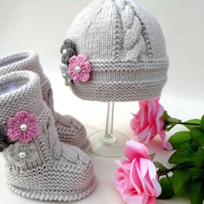 Knitted Baby Hat, Knitted Baby Booties