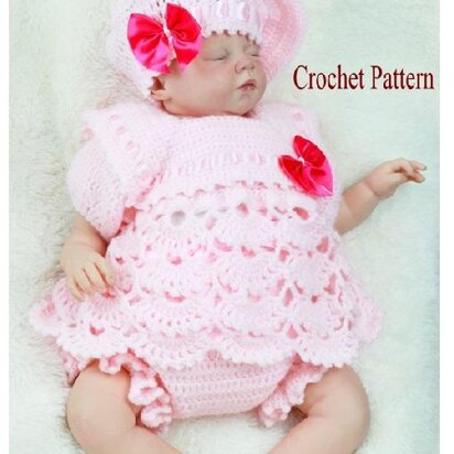Crochet Pattern baby girl beret , angel top & pants UK & USA Terms #319