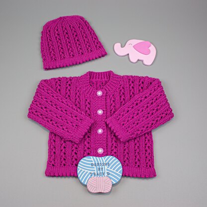 Charlotte baby cardigan and hat 18 - 20" chest knitting pattern