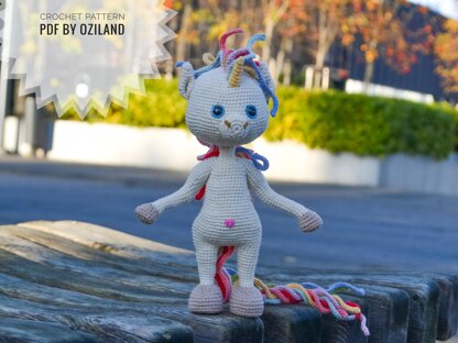 Crochet Pattern Amigurumi Rainbow the unicorn toy