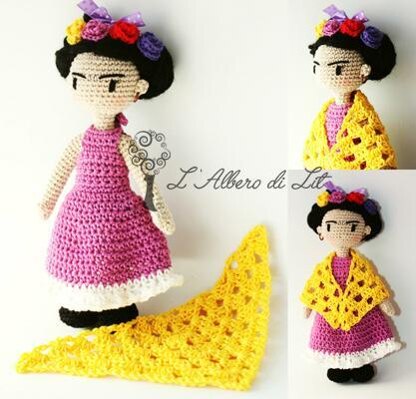 Frida kahlo 2024 crochet doll