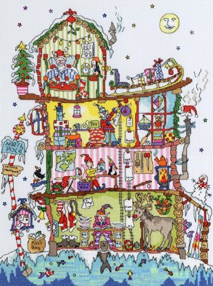 Bothy Threads Cut Thru' North Pole House Cross Stitch Kit - 26x36cm