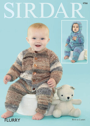 Hooded and Round All in Ones Onesies in Sirdar Flurry - 4766 - Downloadable PDF