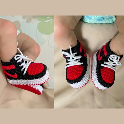 Baby basketball sneakers inspired by Air Jordan Crochet pattern by Anna Ushakova LoveCrafts