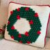 Christmas Wreath Bobble Stitch Pillow