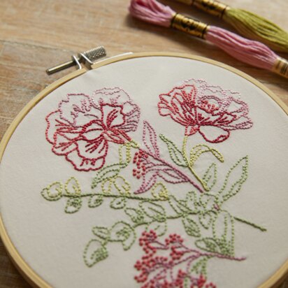 DMC Mindful Making: The Calming Carnations Printed Embroidery Kit 