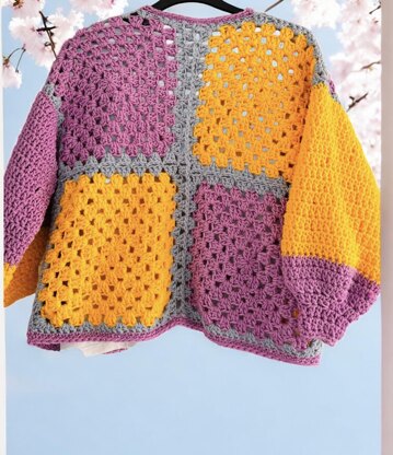Puff Flower Crochet Cardi