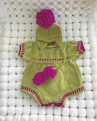 P104 Romper Suit and Pompom Hat