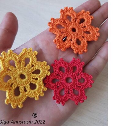 Crochet flower for 6 petals in autumn decor