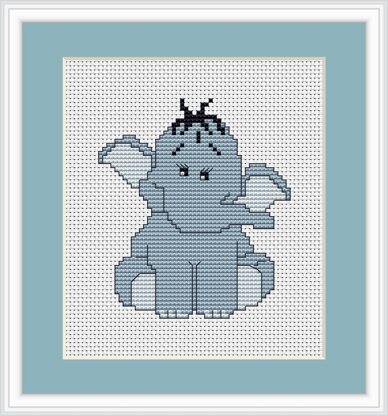 Luca-S Blue Elephant Mini Kit Cross Stitch Kit - 8.5cm x 9cm