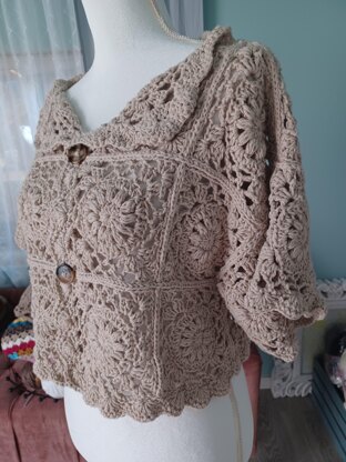 Beige Crochet Floral Lace Cardigan