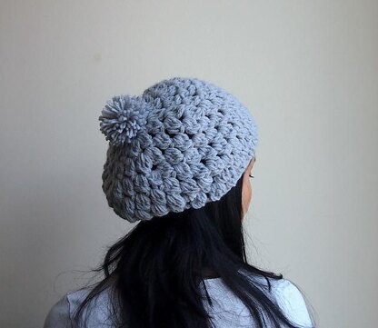 Bobble pom pom slouchy beret  hat