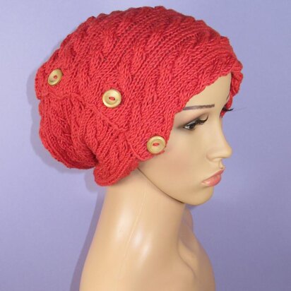 Sideways Button Up Cable Slouch Hat