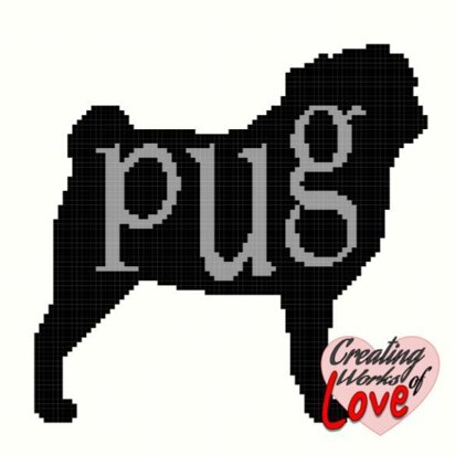 Pug Silhouette Stitch Graphgan