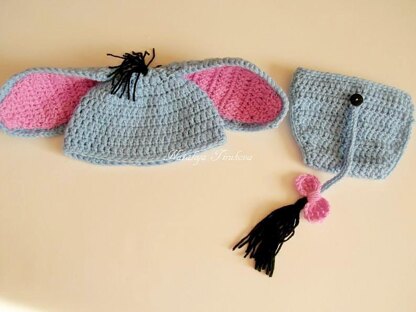 Donkey Baby Hat and Diaper Cover Set