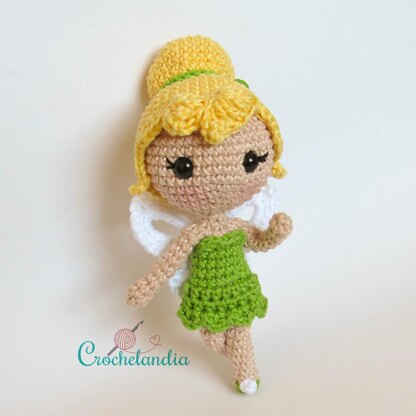 Tinker Bell posable amigurumi doll - crochet pattern by Crochelandia