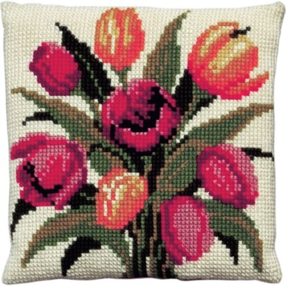 Pako Cushion Tulips Cross Stitch Kit - 40x40 cm