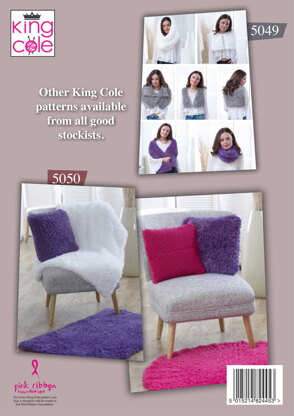 Scarf, Wrap, Thread Through Scarf, Shoulder Cover, Hat & Wrist Warmers in King Cole Tufty Chunky - 5048 - Downloadable PDF