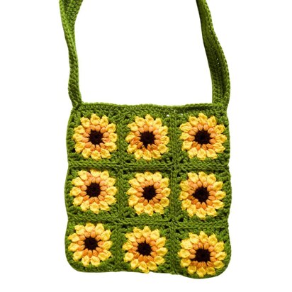 Sunflower Granny Square Tote Bag