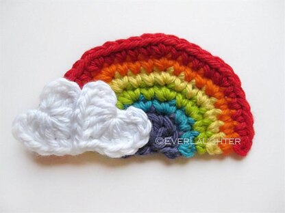Rainbow with Heart Clouds Applique