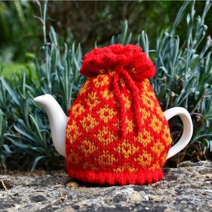 Diamond Fair Isle 2 Cup Teapot Cosy Knitting Pattern