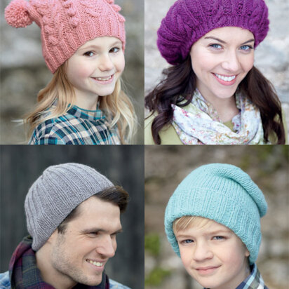 Hats in Hayfield Aran with Wool - 7124 - Downloadable PDF