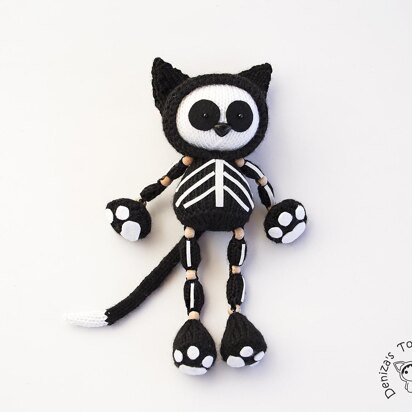 Skeleton Black Cat - knitting pattern