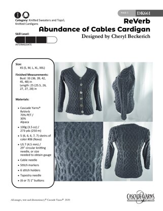 Abundance of Cables Cardigan in Cascade Yarns ReVerb - DK661 - Downloadable PDF