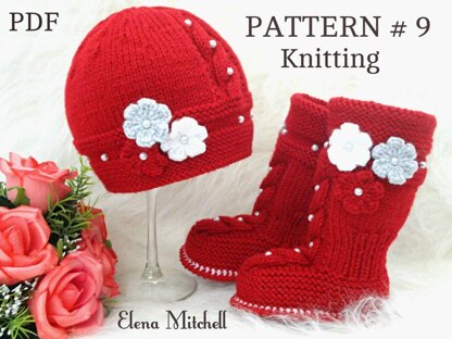 Baby Girl Pattern Knitted Baby Hat Baby Shoes 0 - 12 months