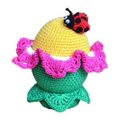 Crochet egg. Easter ornament. Flower Easter egg. Crochet ladybug. Collectible egg. Easter project